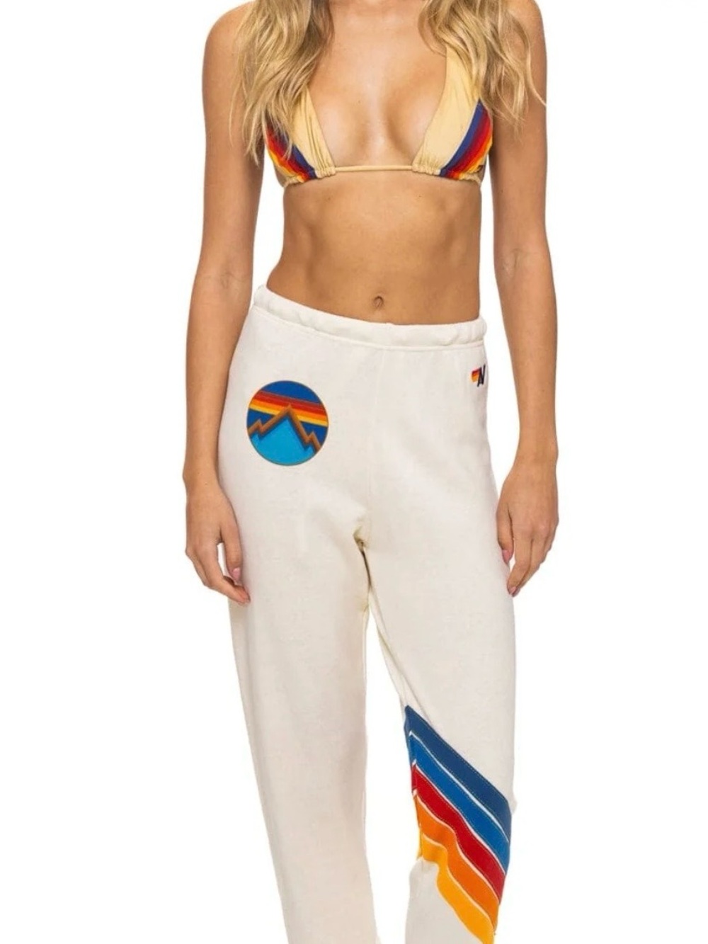 ALL SEASONS CIRCLE CHEVRON SWEATPANTS - VINTAGE WHITE SMALL NWT